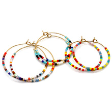 Load image into Gallery viewer, Miyuki Rainbow Mix Hoop Earrings - Seeds Collection- E8-019
