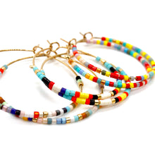 Load image into Gallery viewer, Miyuki Rainbow Mix Hoop Earrings - Seeds Collection- E8-019

