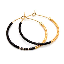 Load image into Gallery viewer, Half and Half Plain Seed Bead Hoop Earrings - Seeds Collection- E8-020
