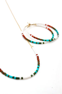 Miyuki Bead Turquoise Mix Hoop Earrings - Seeds Collection- E8-021