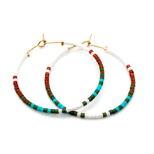 Load image into Gallery viewer, Miyuki Bead Turquoise Mix Hoop Earrings - Seeds Collection- E8-021
