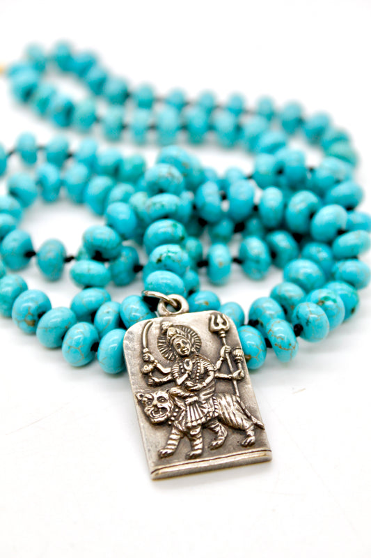 Buddha Necklace 163 - Turquoise Rondelle Beads