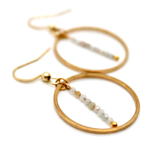 Amazonite and Gold Hoop Delicate Earrings - E2-033g