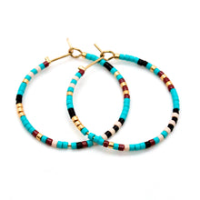 Load image into Gallery viewer, Turquoise Mix Miyuki Seed Bead  Hoop Earrings - Seeds Collection- E8-015
