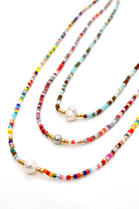 Freshwater Pearl and Miyuki Seed Bead Necklace - Seeds Collection- N8-012