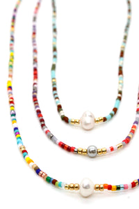 Freshwater Pearl and Miyuki Seed Bead Necklace - Seeds Collection- N8-012