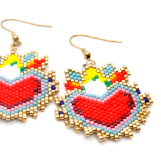 Heart Beaded Earrings - Miyuki Seed Bead - Seeds Collection- E8-018