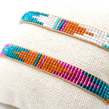 Load image into Gallery viewer, Seed Bead Woven Miyuki Bracelet Teal Combo- Adjustable - Seeds Collection- B8-005
