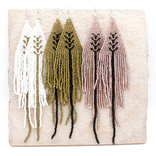 Load image into Gallery viewer, Geometric Tassel Seed Bead Dangle Earrings - Seeds Collection- E8-024

