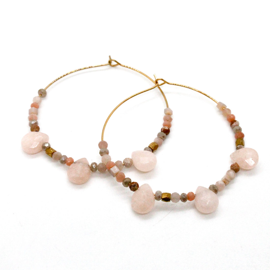 Luxury Pastel Pink Hoop Earrings - Seeds Collection- E8-032