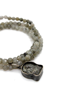 Faceted Labradorite Necklace or Bracelet with Ganesh Charm NS-LA-3G1 -The Buddha Collection-