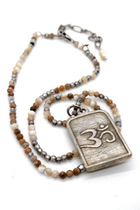 Stone and Metal Mix Short Necklace with Durga Charm NS-JMOP-L -The Buddha Collection-