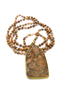 Hand Knotted Jasper Necklace with Large Buddha Charm NL-KJP-GBB -The Buddha Collection-