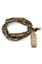 Load image into Gallery viewer, Stretch African Turquoise Bracelet with Gold Wrapped Buddha BL-Amazon-GLB -The Buddha Collection-
