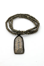 Load image into Gallery viewer, Stretch Pyrite Bracelet or Necklace with Reversible Buddha Charm NS-PY-302 -The Buddha Collection-
