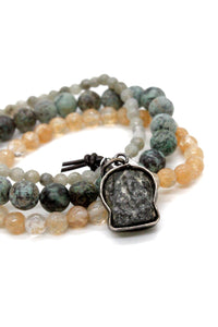 Stone Bracelet with Ganesh Charm BL-4005-3G1 -The Buddha Collection-