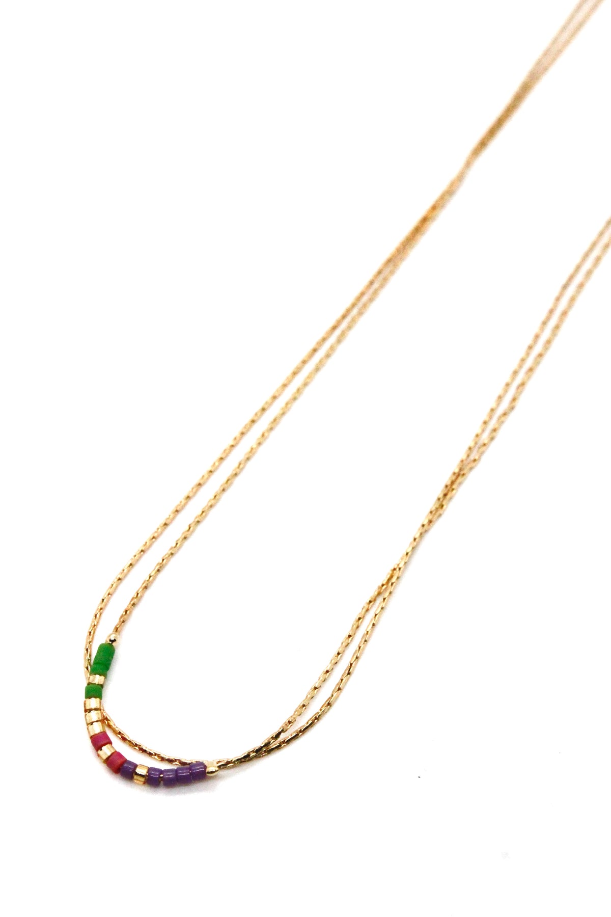 Double Strand Japanese Seed Bead Gold Necklace - Seeds Collection- N8-004