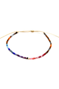 Single Strand Beautiful Rainbow Miyuki Seed Bead Adjustable Bracelet -Seeds Collection- B8-016