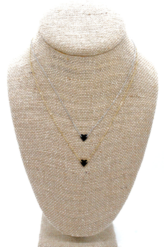 Delicate Heart Short Chain Necklace Silver or Gold -Tiny Collection- N3-010