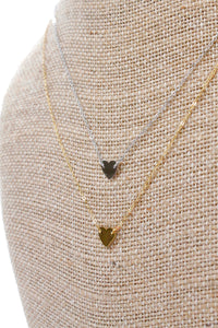Delicate Heart Short Chain Necklace Silver or Gold -Tiny Collection- N3-010