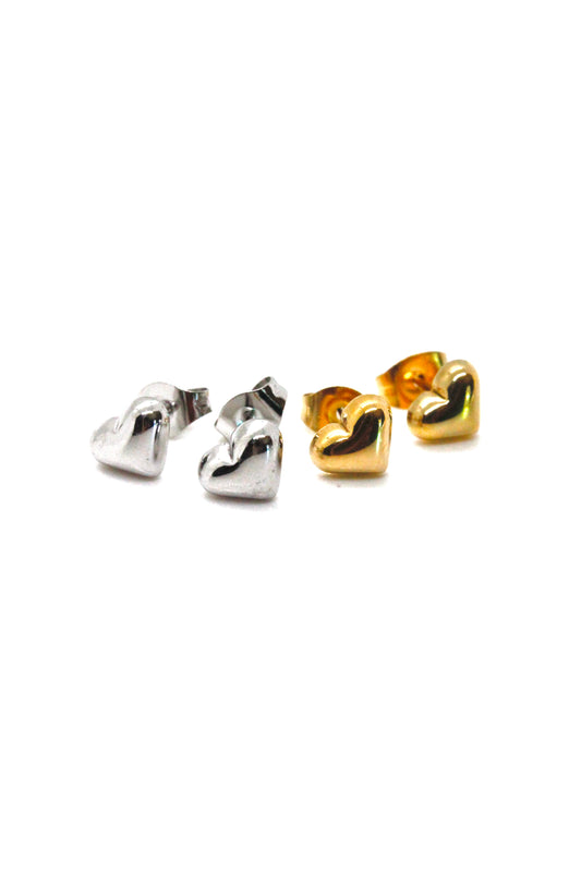 Mini Puff Heart Stud Earrings -Tiny Collection- E3-006