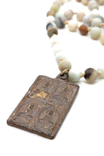 Load image into Gallery viewer, Amazonite and Leather Necklace with Thai Buddha Amulet NL-AZL-4B -The Buddha Collection-
