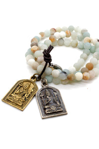 Amazonite Stretch Bracelet with Shiva Charm BL-AZ-G -The Buddha Collection-