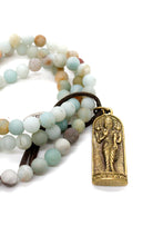 Load image into Gallery viewer, Amazonite Stretch Bracelet with Gold Buddha Charm BL-AZ-GC -The Buddha Collection-
