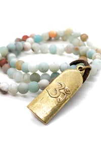 Amazonite Stretch Bracelet with Gold Buddha Charm BL-AZ-GC -The Buddha Collection-
