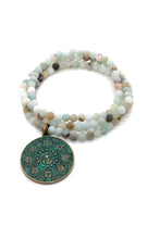 Load image into Gallery viewer, Stretch Amazonite Necklace or Bracelet with Buddha Disc Charm NS-AZ-GrB2 -The Buddha Collection-
