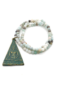 Stretch Amazonite Bracelet or Necklace with Buddha Reversible Charm NS-AZ-GrB -The Buddha Collection-