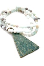 Load image into Gallery viewer, Stretch Amazonite Bracelet or Necklace with Buddha Reversible Charm NS-AZ-GrB -The Buddha Collection-
