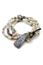 Load image into Gallery viewer, Amazonite and Gold Mix Bracelet with Gold Wrapped Buddha Charm BC-029-AWB3 -The Buddha Collection-
