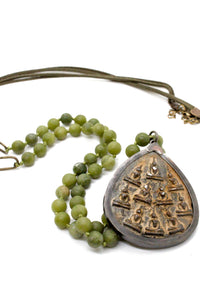 Hand Knotted Agate and Leather Necklace with Large Buddha Charm NL-AGL-B160L -The Buddha Collection-