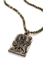 Load image into Gallery viewer, Faceted Agate Short Necklace with Durga Charm NS-AG-SL -The Buddha Collection-
