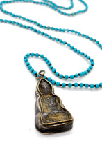 Load image into Gallery viewer, Turquoise Hand Knotted Long Necklace with Large Buddha Charm NL-sTQ-B161 -The Buddha Collection-

