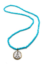 Load image into Gallery viewer, Faceted Turquoise Stretch Necklace or Bracelet with Mini Buddha Charm NS-TQ-AWB2 -The Buddha Collection-
