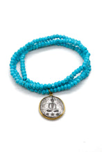 Load image into Gallery viewer, Faceted Turquoise Stretch Necklace or Bracelet with Mini Buddha Charm NS-TQ-AWB2 -The Buddha Collection-
