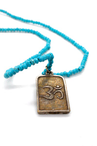 Faceted Turquoise Necklace or Bracelet with Durga Charm NS-TQ-GL -The Buddha Collection-