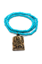 Load image into Gallery viewer, Faceted Turquoise Necklace or Bracelet with Durga Charm NS-TQ-GL -The Buddha Collection-
