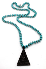 Load image into Gallery viewer, Beautiful Hand Knotted Turquoise Necklace with Black Reversible Buddha Charm NL-TQ-BkTB -The Buddha Collection-
