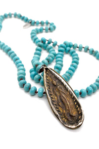 Beautiful Turquoise Hand Knotted Necklace with Reversible Wrapped Buddha Charm NL-TQ-B160 -The Buddha Collection-