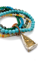 Load image into Gallery viewer, Stone Stretch Bracelet Turquoise Mix with Two Tone Buddha BL-Nature-B -The Buddha Collection-

