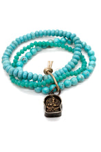 Load image into Gallery viewer, Turquoise and Crystal Mix Stretch Bracelet with Ganesh Charm BL-4007-3G1 -The Buddha Collection-
