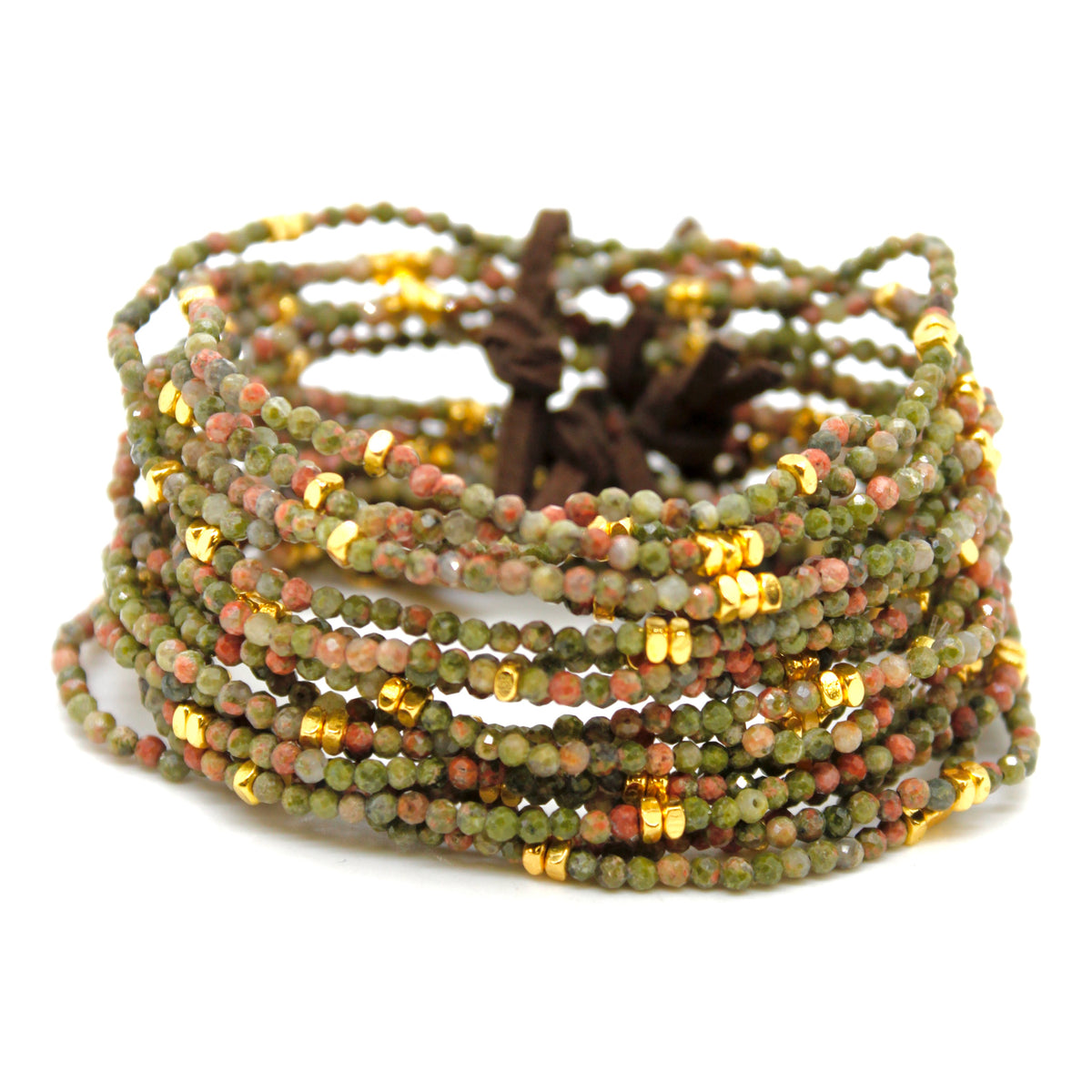 Luxury Mini Faceted Unakite Stone Bracelet - BC-620