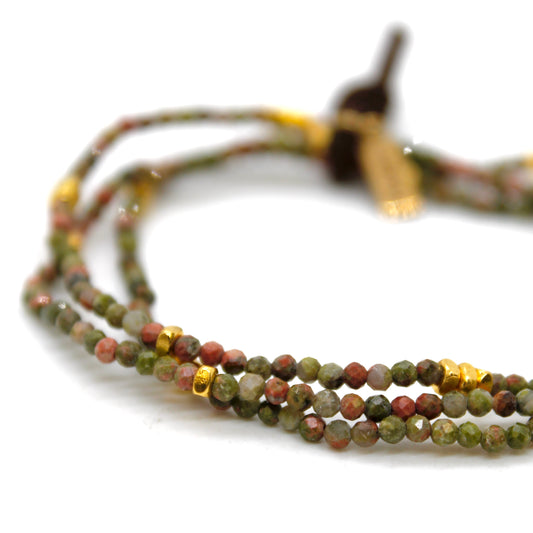 Luxury Mini Faceted Unakite Stone Bracelet - BC-620