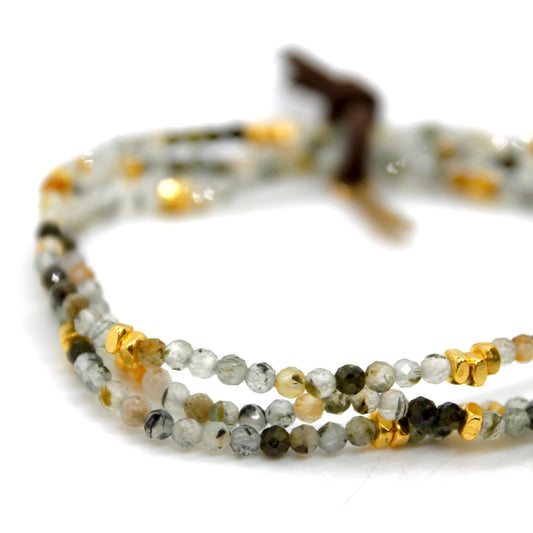 Luxury Mini Faceted Prehnite Stone Bracelet - BC-639