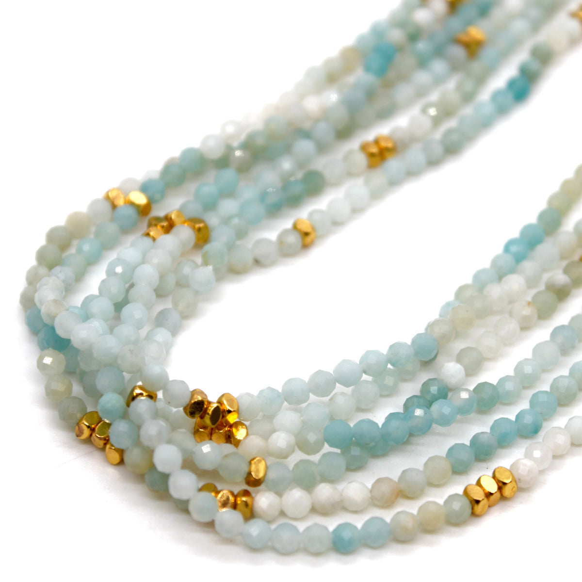 Gradient Amazonite Stone and Gold Luxury Short Necklace - NC-636