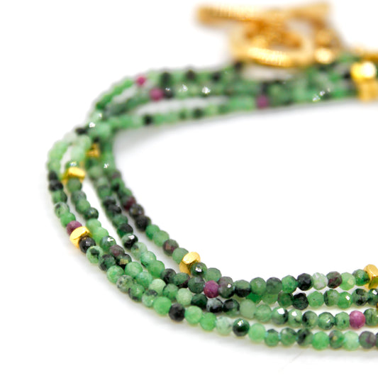 Long Epidote Stone and Gold Luxury Necklace - NC-633L