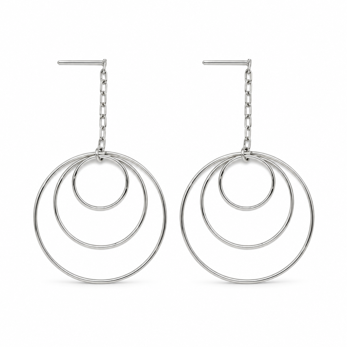 Triple hoop Silver Earrings E4-169 -French Flair Collection-